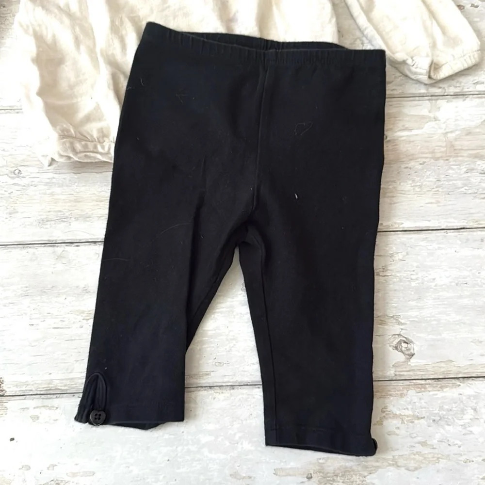 Oshkosh 18m Girls Outfit Black Leggings Cream Long Sleeve Bow Shirt Baby Toddler